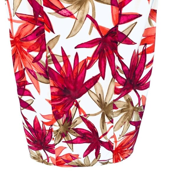 Dress Barn Dress Womens 12 White Pink Floral Wedding Vacation Formal Modest - Picture 4 of 9